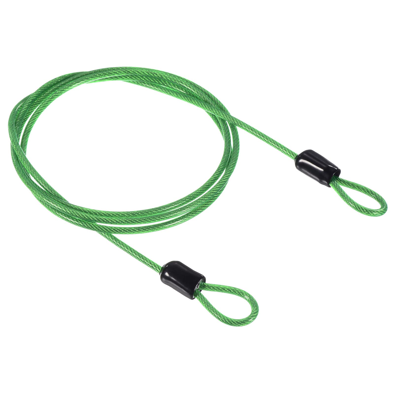 PATIKIL Security Steel Cable 2.5mm x 1m/3.28ft Coated Luggage Lock Wire Rope with Double Loop Green
