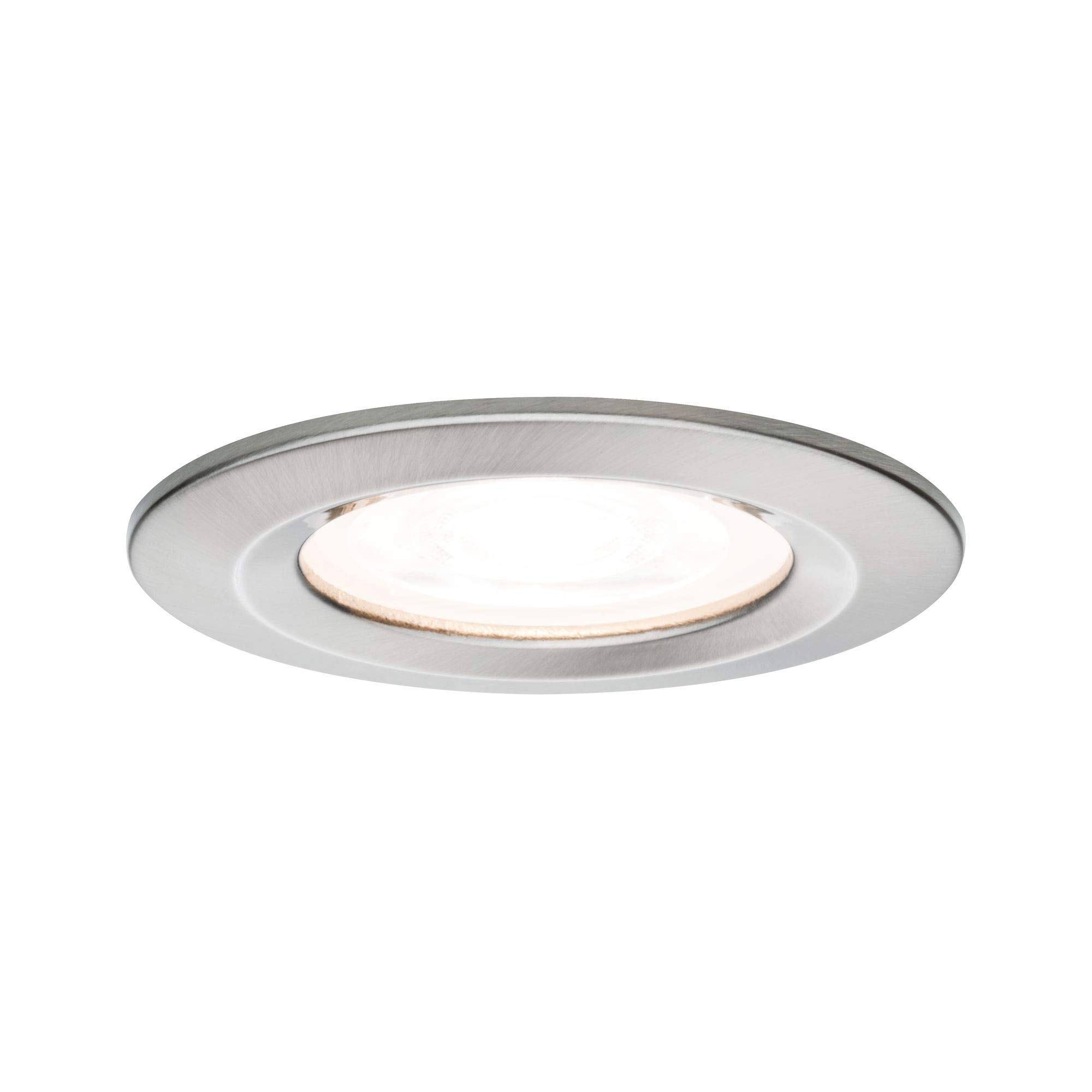 Paulmann Nova 93599 LED Recessed Ceiling Spotlight Round 3 x 7 W GU10 Spotlight Iron dimmable IP44 Splashproof Recessed Light Aluminium 7 W Brushed