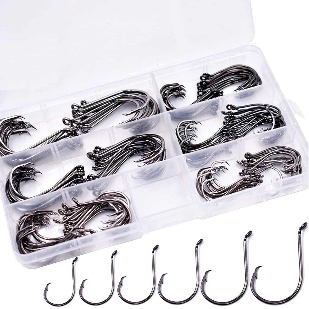 150pcs/Box Octopus Fishing Hooks Set Barbed Sport Circle Hooks Sea Fishing Terminal Tackle Hooks Size 1/0~6/0 (150pcs/box 7384 sport circle hooks)