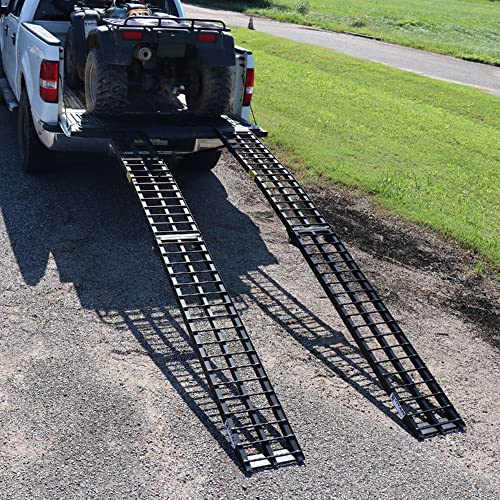 Titan Ramps 10 FT Pair Arch Ramps Loading, Black Aluminum Folding