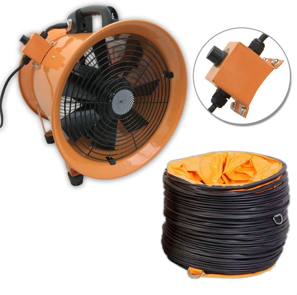 New Powerstar Portable Ventilation Axial Blower Workshop Dust Fume Air Extractor Fan (12 Inches / 300mm with Duct Hose)