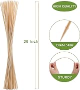 NadaKin SMoreS Bamboo Roasting Sticks 36in 5mm 200 pcs Fire Pit Skewers view 2