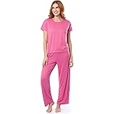 Fruit of the Loom womens Drop Shoulder Tee and Convertible Waist Sleep Set