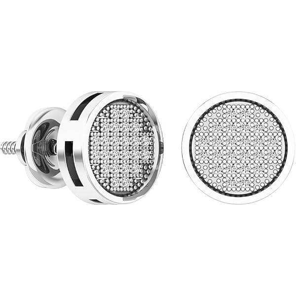 Diamond2Deal 10kt Yellow Gold Men's Diamond Circle Stud Earrings - 1/12 CTTW Round Cluster, G-H Color, I2-I3 Clarity