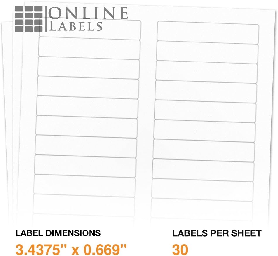 3.434 x 0.667 File Folder Labels - Pack of 3, 000 Labels, 100 Sheets - Inkjet/Laser Printer - Online Labels : Office Products