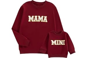 Winioder Mommy and Me Matching Outfits Letter Print Crewneck Pullover Sweatshirt Long Sleeve Shirt Tops Baby Clothes