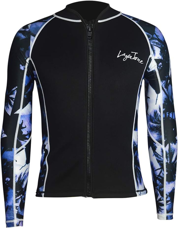 LayaTone Wetsuit Top Jacket Mens Womens Optional Neoprene/Lycra Sleeve 3mm Neoprene Front Zipper Wetsuits Tops for Surfing Diving Snorkeling Kayaking
