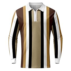 WalGRHFR Male Casual Autumn Striped Splice Printed