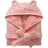 QYFHJGFR Boys Girls Terry Bathrobe, 100% Cotton Towel Robe ，Hooded Toddler Soft Fuzzy Robe For Kids 2-12Years