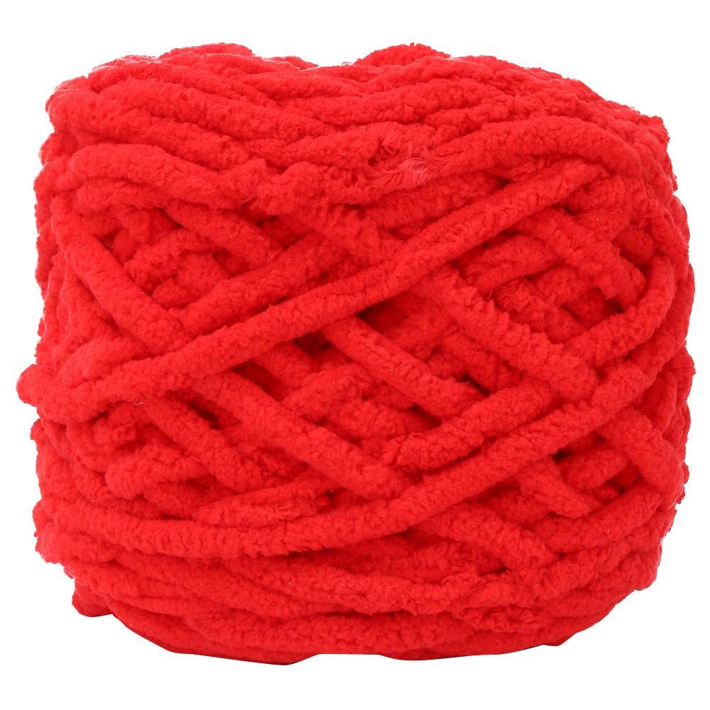 Terylene Wool Yarn, Single Thick Ice Strip Yarn Pin Knitting Woven Blanket Slipper Line with Crochet for Weave Scarves Shawls Sweaters Hats Shoes Seat Cushions(Bright red)
