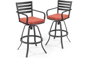 Pellebant Swivel Outdoor Bar Stools Set of 2, Patio Bar Dining Chairs with Cast Aluminum Frame, Sunbrella Cushion, Easy to Install, Red