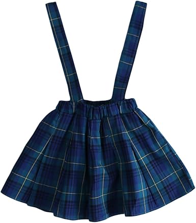 blue plaid overall dress