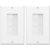 VCE Single Gang Brush Wall Plate (2-Pack), Pass Through Brush Style Opening Low Voltage Cable Plate in-Wall Installation for