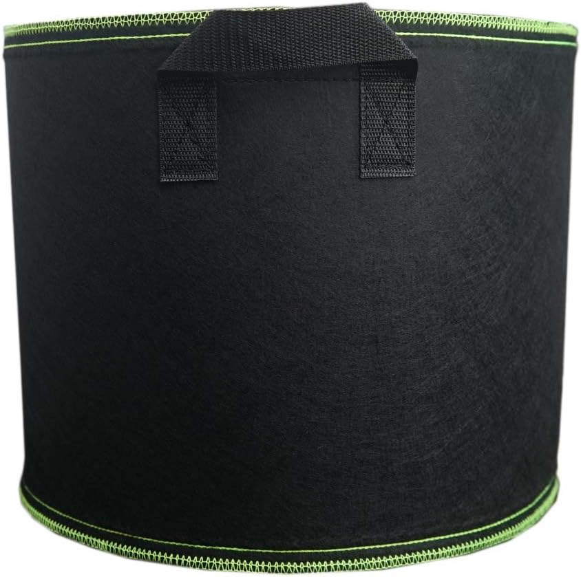 Ancdream 15 Gallon Grow Bags Aeration Fabric Pots with Handles, Black with Green Thread