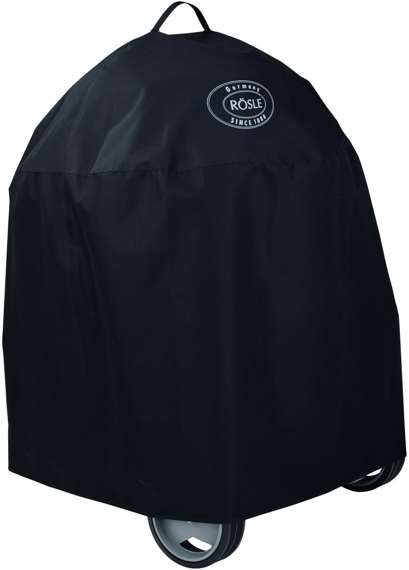RÖSLE BBQ Abdeckhaube für Kugelgrill No.1 F60/F60 AIR/G60, PES Polyester, schwarz, wasserdicht, Klettverschluss
