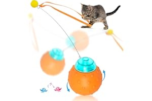 Waaiio Interactive Cat Toy Ball, Touch Activated Cat Toys for Indoor Cats with Chirping Bird, Automatic Rolling Ball, Rechargeable Self Play Kitten Toys