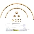 Tatuo Nursery Mobile Crib Bed Bell Ceiling Wooden Wind Chime Hanging DIY Wooden Frame Ornaments Handmade Kit for Infant Toys Nursing Accessories Nurse Charms (Semi-Circular)