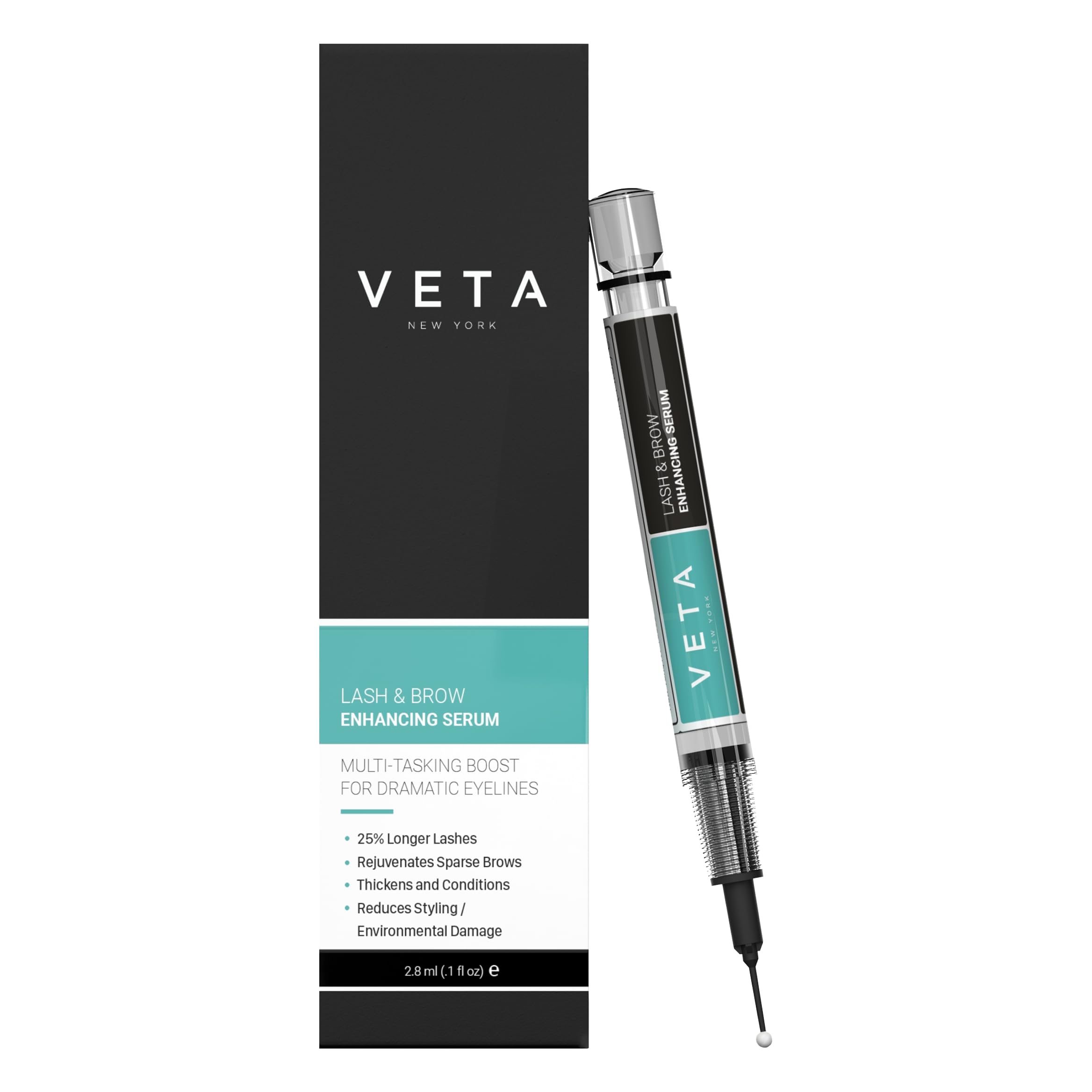 Veta – Lash and Eyebrow Serum – 2-in-1 Lash & Brow Pen – Produces Longer, Healthier, Denser Lashes and Thicker Brows – Eyelash Serum – Boosts Skin Collagen – Drug-Free Formula - 30 ml.