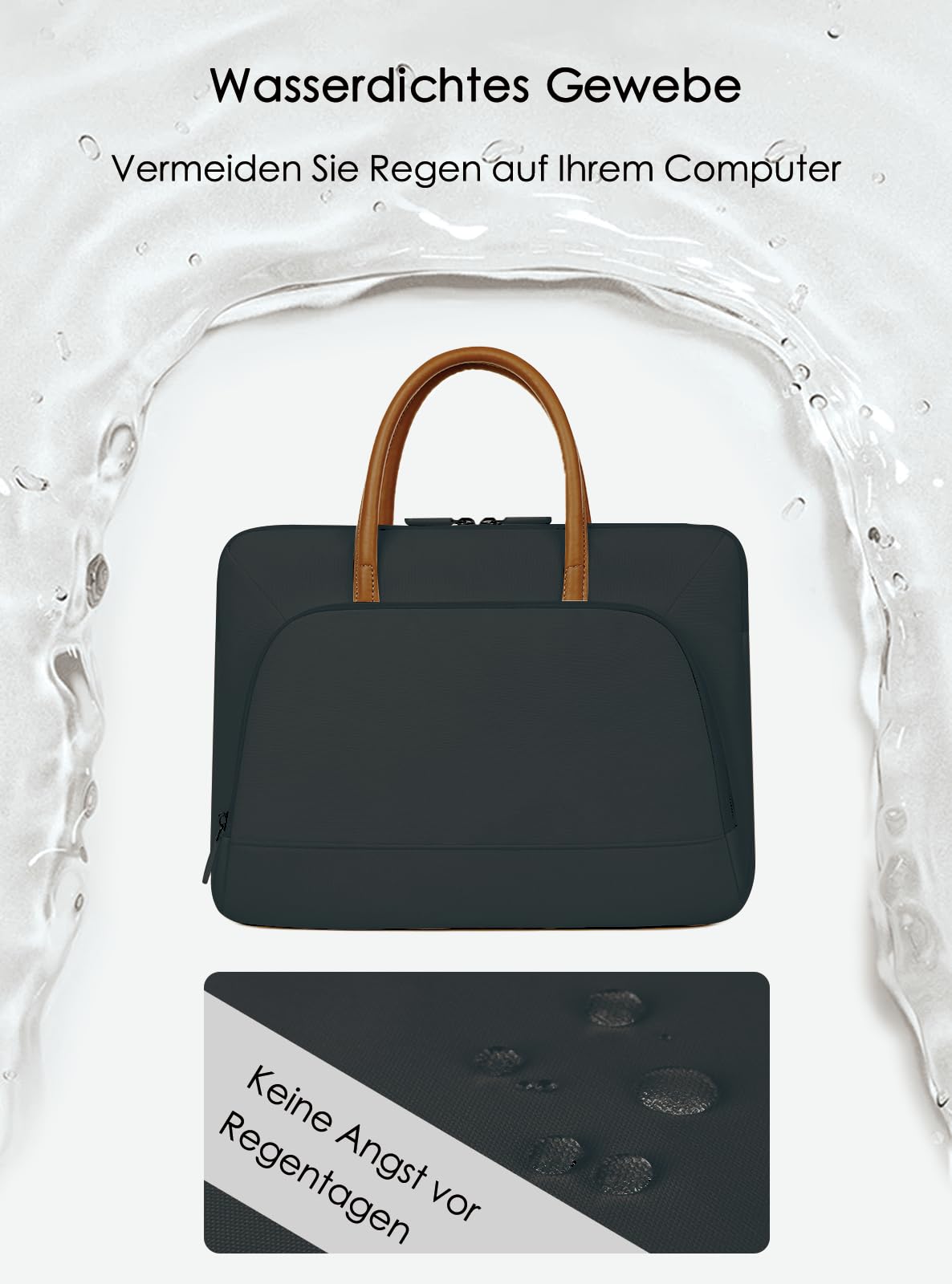 Clufar Laptoptasche 15,6 Zoll Wasserdichte Laptop Tasche 15+ Zoll Herren Business Notebooktasche Computer Tasche Laptophülle Bag Schwarz für Reisen Geschäft Black 4
