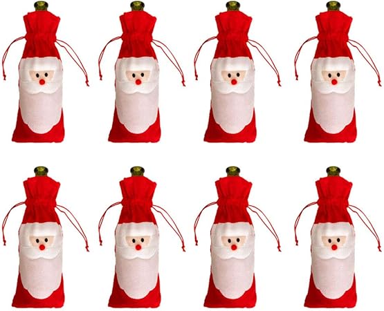 Immagini Spiritose Di Natale.Bertacy Borsa Natalizia Per Bottiglie Di Vino Spumante E Bevande Spiritose 8pcs Amazon It Casa E Cucina