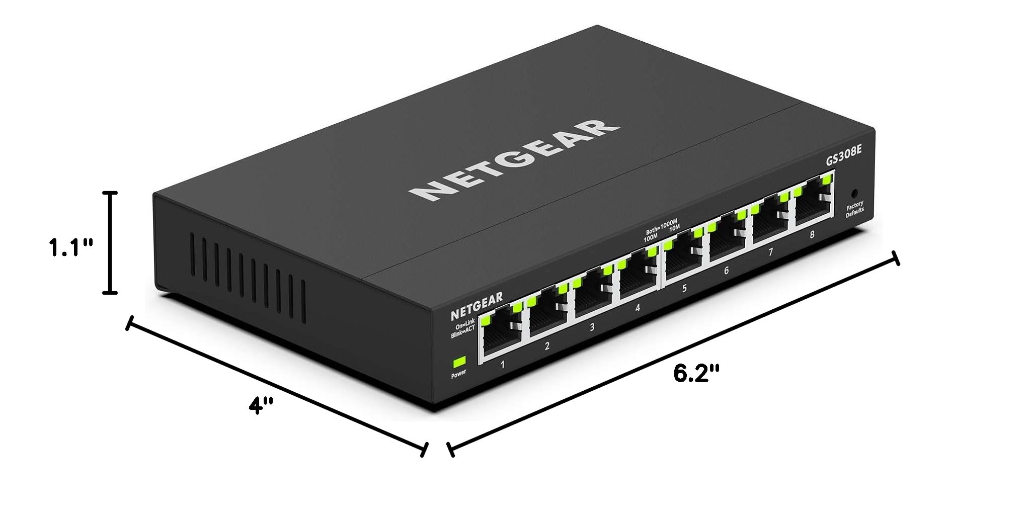 NETGEAR 8-Port Gigabit Ethernet Plus Switch (GS308E) - Desktop or Wall Mount, Home Network Hub, Office Ethernet Splitter, Silent Operation