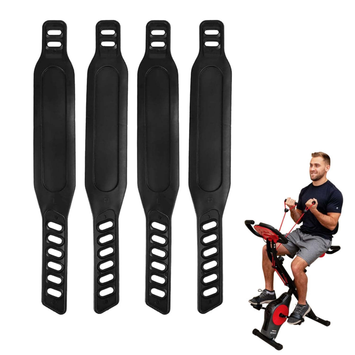 Exercise Bike Pedal Straps,Heavy Duty Adjustable Length Universal Pedal Strap,Bicycle Pedals,Widened Straps for Spinning Exercise Bike,Adjustable Exercise Bike Rubber Pedal Straps,4 PCS