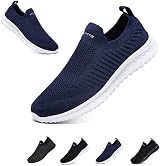 Hanani Slip On Trainers Mens Womens Breathable Lightweight Shoes Deep Blue EU45