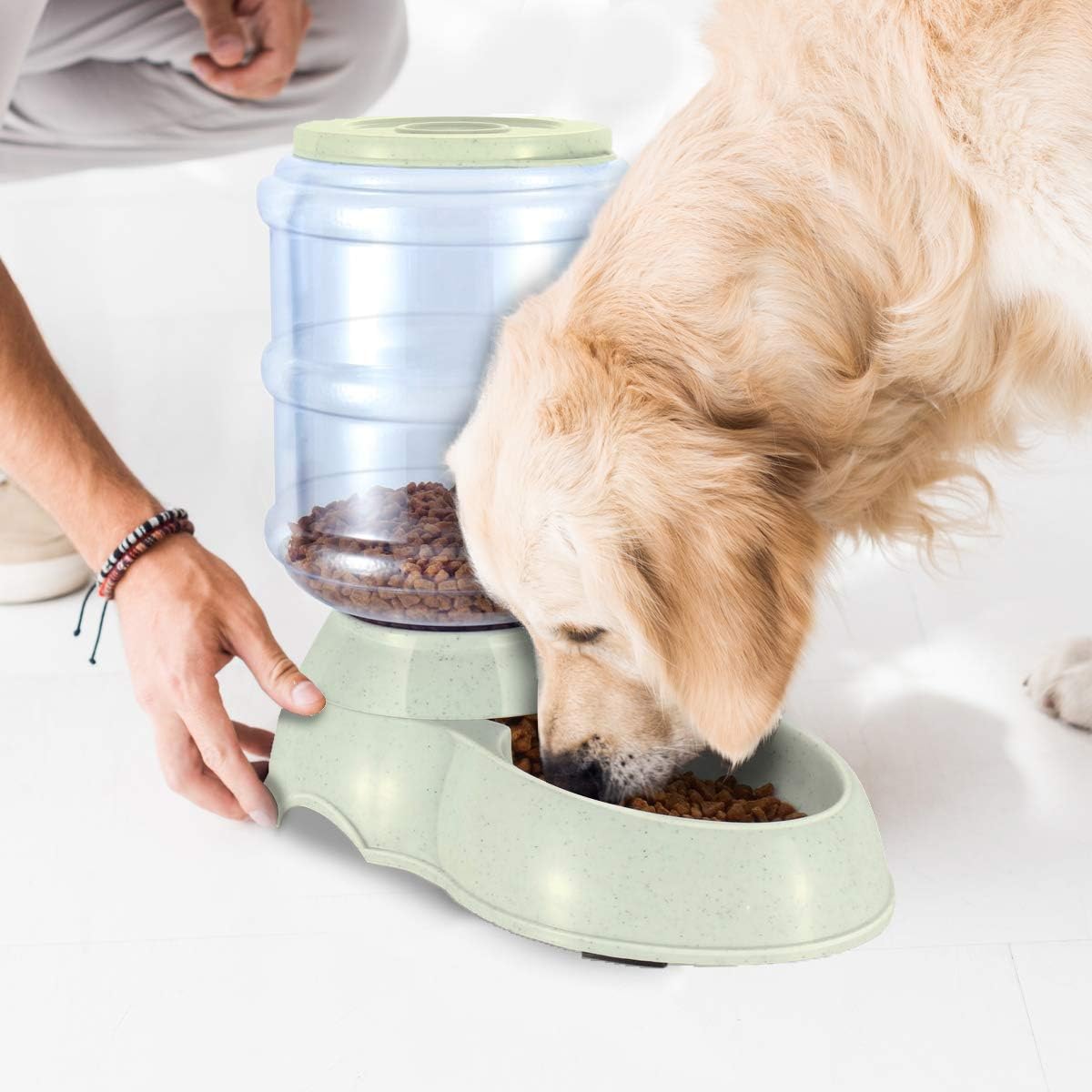 Pet Supplies : VaygWay Pet Feeder and Waterer – Self Dispensing Gravity Automatic Feeder - Food and Water Dispenser Set – Dog Cat Pet Food Bowl – 1 Gallon Feeder and 3.7 Waterer : 