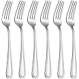 HISSF Table Forks Dinner Forks Stainless Steel 18/0 of Forks 6 Pcs for Home, Kitchen Restaurant, Dishwasher Safe, 7.99 Inches, Silver