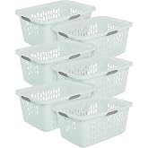 Sterilite Rectangular Laundry Basket, Plastic Clothes Hamper, 6-Pack | 2 Bushel, Mint - Ventilated Open-Top Utility Wash Bin with 4 Handles and Large Clothing Load Capacity