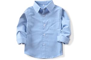 Phorecys Boys'Oxford Dress Shirts Long Sleeve Button Down Solid Formal Uniform Casual Western Shirt