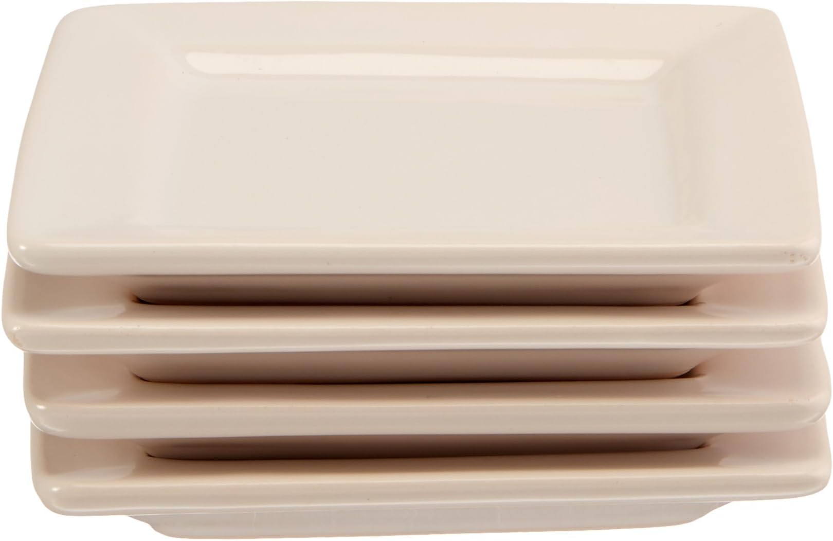 National Imports Square Appetizer Plates,Set of 4 1 White