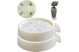 SKAFORZ Plant Caddy with Hidden Wheels, 12Inch Planter Roller Base,360°Rolling Plant Stand with Wheels,Heavy Duty Plant Trolley, 4 Invisible Casters (Beige 12Inches 2Pcs)