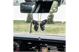 XINLIYA Bling Butterfly Diamond Car Accessories, Crystal Car Rear View Mirror Charms for Women, Car Decoration Lucky Gifts Ha