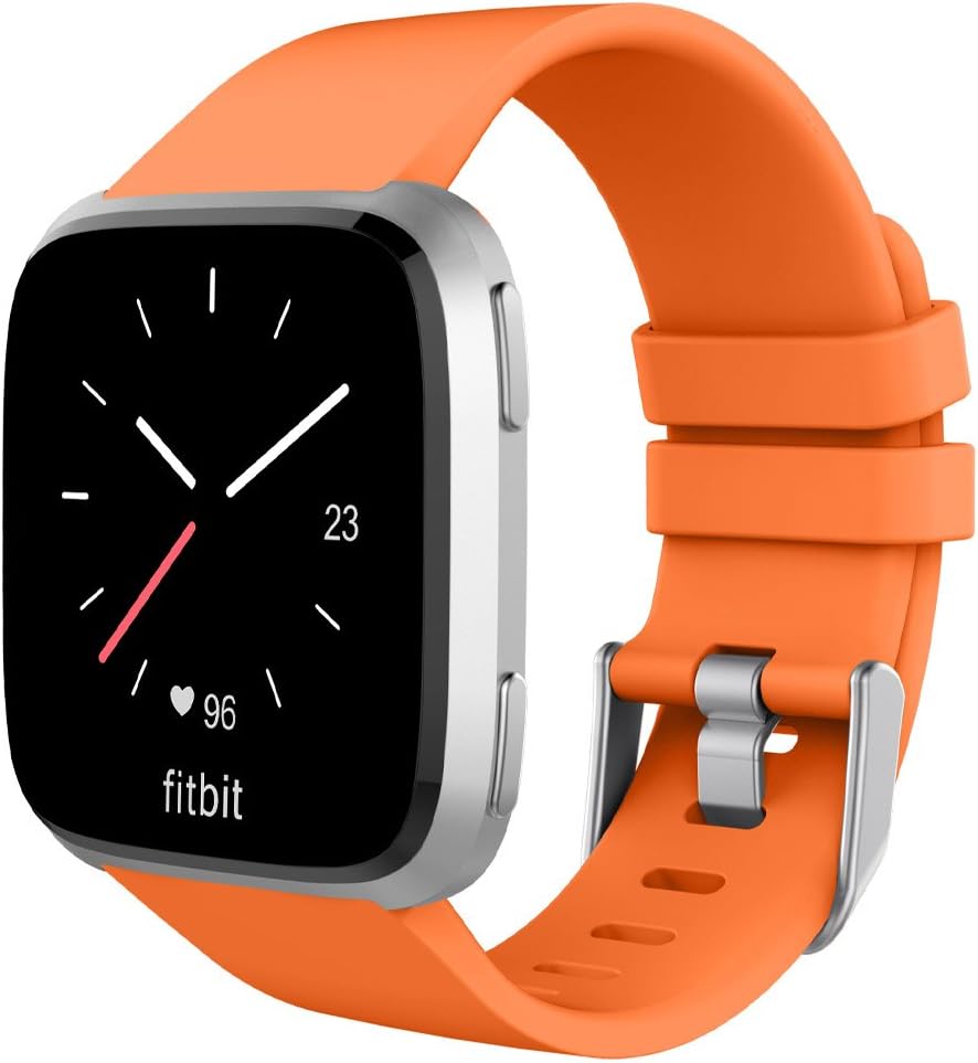 for Versa Bands, Silicone Replacement Sport Strap with Metal Buckle for Versa