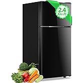 DEMULLER 2.4 Cu.ft Mini Fridge with Double Doors Small Refrigerator with Separate Freezer & 7 Adjustable Temperature Control, Tiny Size & Personal Fridge Ideal for Office Apartment Dorm Black on Fridge.com