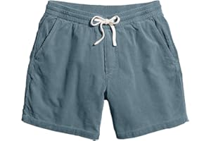 JEMLDL Men's Corduroy Shorts 5 Inch Inseam Drawstring Elastic Waist Lightweight Casual Summer Beach Shorts with Pocket