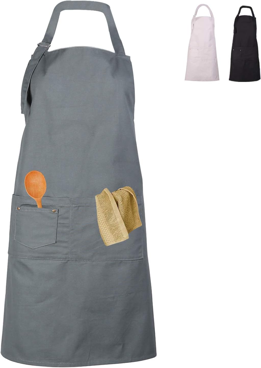 LessMo Apron, 100 Cotton Cooking Apron with Adjustable Neck Strap