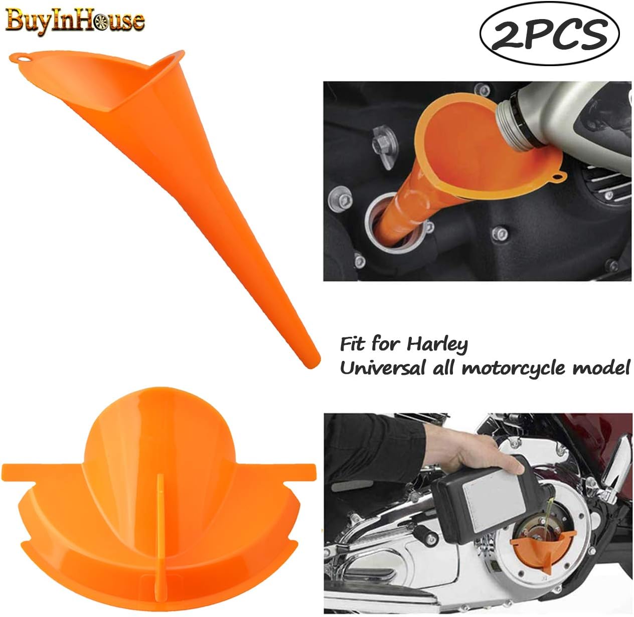 buyinhouse 2Pcs Motorcycle Oil Drain Funnel for Harley