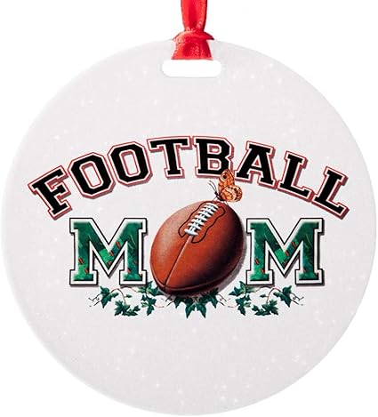 Amazon Com Round Ornament Football Mom With Ivy Everything Else