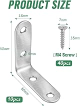 JatilEr 10 Pcs Angle Brackets 50x50mm Stainless Steel 90 Degree L Brackets view 2