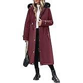 Wiepux Long Winter Puffer Coat for Women Warm Winter Faux Fur Jacket with Detachable Hood Maxi Length Zipper Outerwear