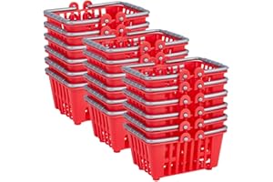 PH PandaHall 18pcs Shopping Basket Grocery Basket Miniature Supermarket Basket Red Plastic Storage Baskets with Handles for K