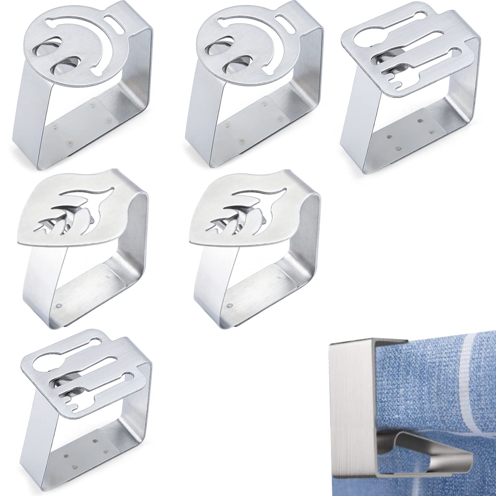 6 Pcs Tablecloth Clips, creative tablecloth clip Thickened Stainless Steel Tablecloth Clips Decorative Tablecloth Clips Non-Slip Tablecloth Holder, Suitable for Desktops Smaller than 3.5 cm