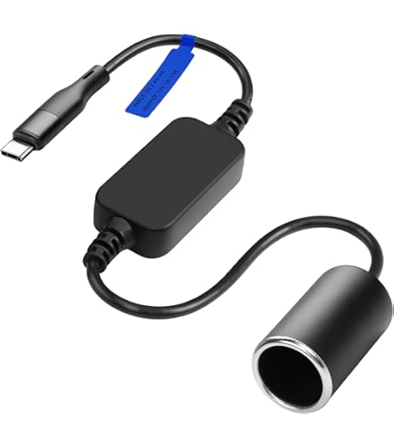 CERRXIAN 10 Feet USB C Plug to 12V Car Cigarette Lighter Step Up Socket