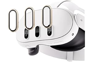 Juylay Camera Lens Protector for Meta Quest 3 Accessories, High Definition Lens Protector for Oculus Quest 3, Alloy Frame, Thin 9H Tempered Glass for VR Headset, Gold