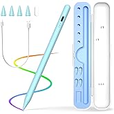 Stylus Pen for iPad 2018-2025, 15 Mins Fast Charge for Apple Pencil with Palm Rejection, Compatible with iPad 11/10/9/8/7/6, Pro M4/12.9"(6/5/4/3)/11", Air M3/M2/5/4/3, Mini A17 Pro/6/5, Blue