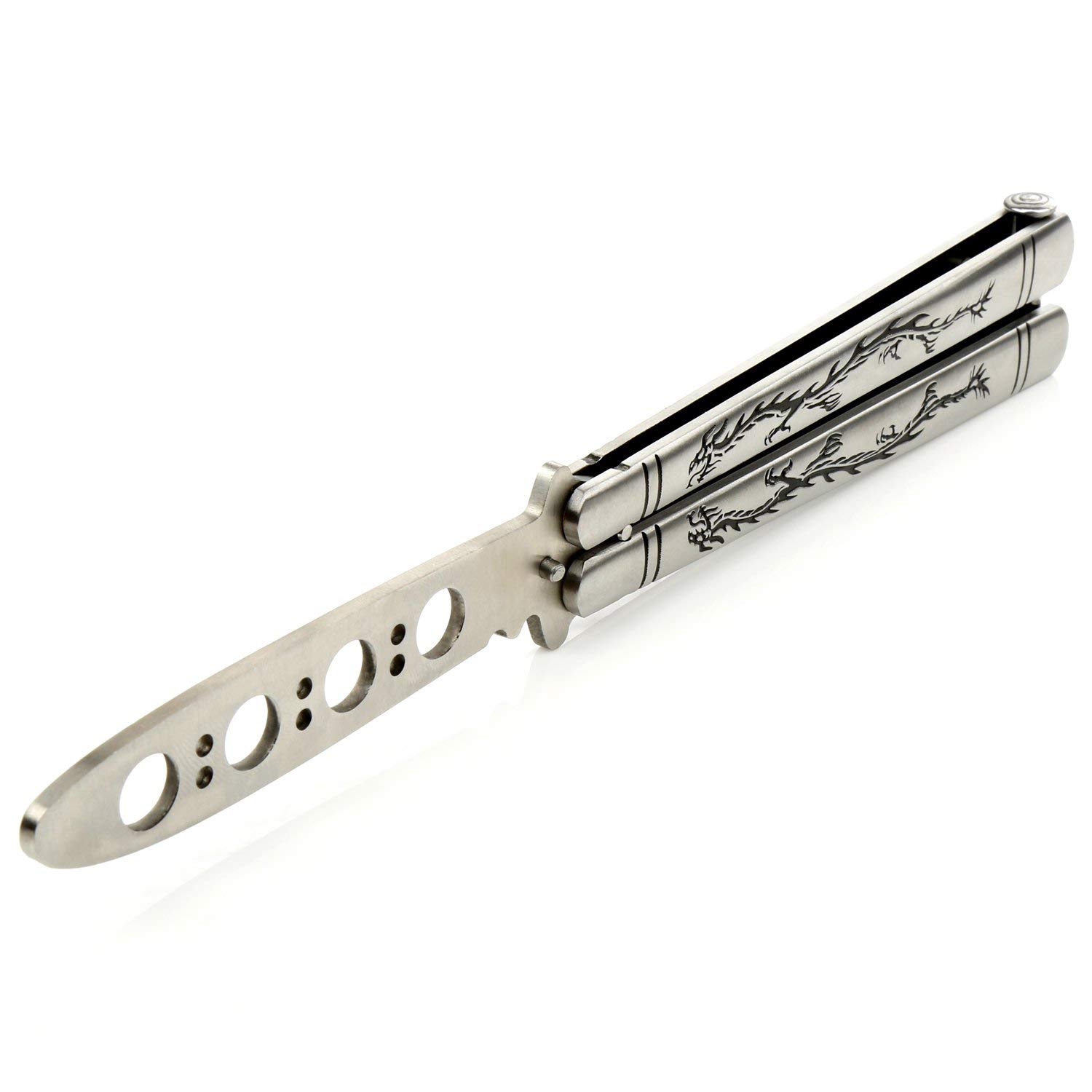 Yuzlder Practice Butterfly Knife, Stainless Steel Balisong Trainer