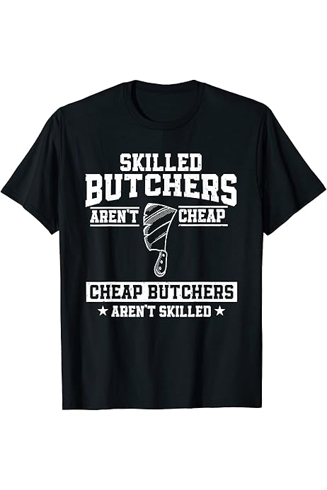 Amazon.com: Funny Butcher Apparel Meat Trader Quote Cutting Knives  