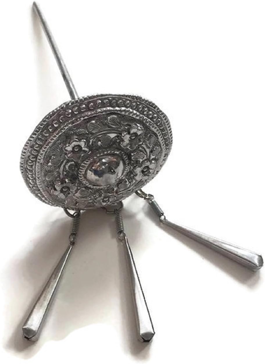 HOT! 100% Native Thailand Northern Traditional Umbrella Style Handmade Vintage/Antique/Native Design Tin Hair Barrettes/Hair Pin Made in Thailand (Northern)